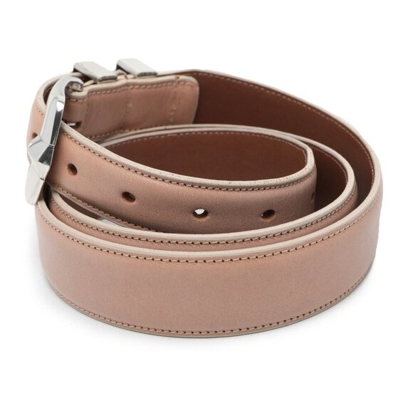 Bench Craft Leather Belt Beige Silver Buckle Double Loop Metal Pointed Tip 38 - Picture 6 of 10